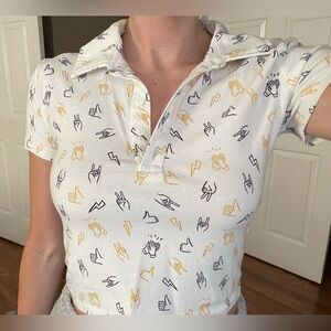 Stylish White Graphic Polo Shirt